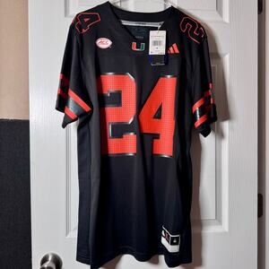 ADIDAS Miami Hurricanes Premier Strategy Black Football Jersey Size Medium NWT!